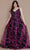 Poly USA W1134 - Floral Glitter Plus Prom Dress Prom Dresses 14W / Black/Hot Pink