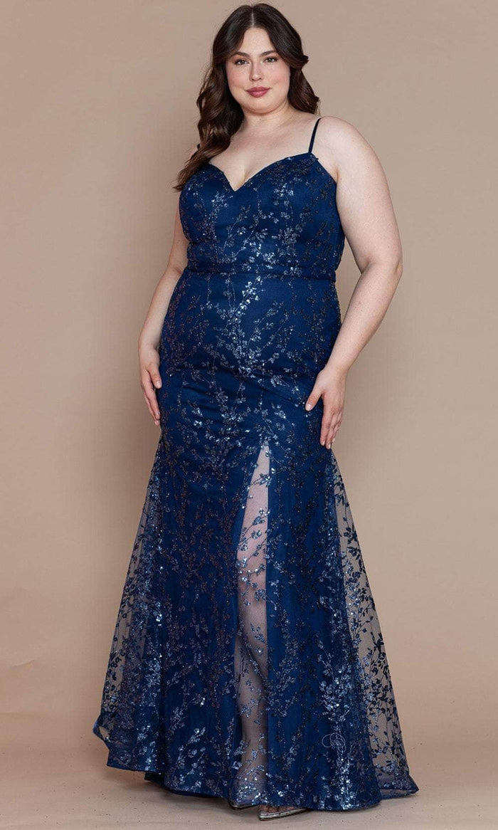 Poly USA W1154 - Glitter Sweetheart Plus Prom Dress Prom Dresses 14W / Navy