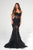 Portia and Scarlett - PS22120 Beaded Sleeveless Feathered Trumpet Gown Prom Dresses 0 / Black