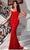 Portia and Scarlett PS23385 - V-Neck Rhinestone Evening Gown Evening Dresses 10 / Red