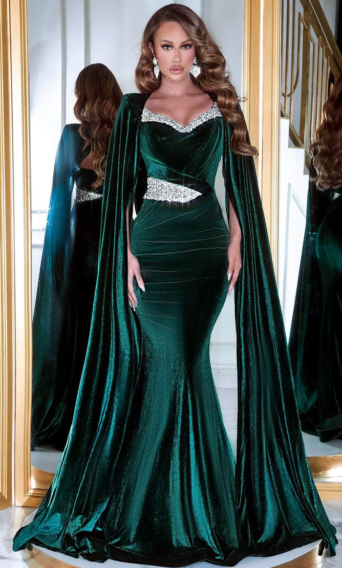 Portia and Scarlett PS23394 - Velvet Mermaid Evening Gown Evening Dresses 2 / Emerald