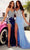 Portia and Scarlett PS23645 - Bejeweled High Slit Prom Gown Pageant Dresses 0 / Light Blue