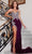 Portia and Scarlett PS23645 - Bejeweled High Slit Prom Gown Pageant Dresses 0 / Royal Purple