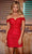 Portia and Scarlett PS24036 - Shirred Off Shoulder Cocktail Dress Homecoming Dresses 00 / Red