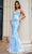 Portia and Scarlett PS24316 - Cut-Glass Embellished Mermaid Prom Gown Prom Dresses 8 / Blue