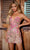 Portia and Scarlett PS24909 - V-Neck Swirl Sequin Cocktail Dress Cocktail Dresses 00 / Pink Multi