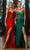 Portia and Scarlett PS25157 - Beaded Appliqued High Slit Prom Gown Prom Dresses 00 / Emerald