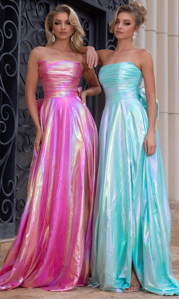 Portia and Scarlett PS25283 - Straight Neckline Lustrous Prom Gown Prom Dresses 00 / Aqua