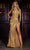 Portia and Scarlett PS25435C - Swirl Motif Prom Dress Pageant Dresses 00 / Gold