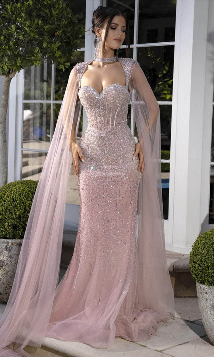 Portia and Scarlett PS25504 - Embellished Sweetheart Neck Prom Gown Prom Dress 00 / Pink