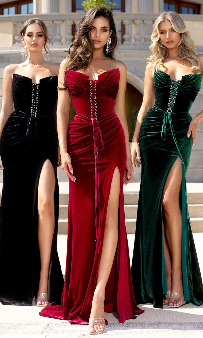 Portia and Scarlett PS25640E - Front Lace-Up Sheath Prom Gown Prom Dresses 00 / Black