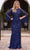 Primavera Couture 12174 - Sequined Illusion Jewel Neckline Prom Gown Mother of the Bride Dresses 4 / Midnight