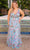 Primavera Couture 14046 - Sleeveless Floral Printed Long Dress Evening Dresses 14W / Powder Blue