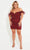 Primavera Couture 14062 - Feather Detailed Off-Shoulder Cocktail Dress Special Occasion Dress 14W / Burgundy