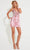 Primavera Couture 4212 - Floral Sequin Plunging Cocktail Dress Special Occasion Dress 00 / Pink