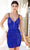 Primavera Couture 4217 - V-Neck Beaded Applique Cocktail Dress Special Occasion Dress 00 / Royal Blue