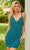 Primavera Couture 4217 - V-Neck Beaded Applique Cocktail Dress Special Occasion Dress 00 / Teal