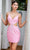 Primavera Couture 4236 - Tie Open Back V-Neck Cocktail Dress Special Occasion Dress 00 / Pink