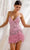 Primavera Couture 4242 - V-Neck Tiered Cocktail Dress Special Occasion Dress 00 / Pink