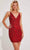 Primavera Couture 4249 - V-Neck Embellished Cocktail Dress Special Occasion Dress 00 / Red