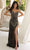 Primavera Couture 4335 - Patterned Sheath Prom Dress Prom Dresses 000 / Black Gold