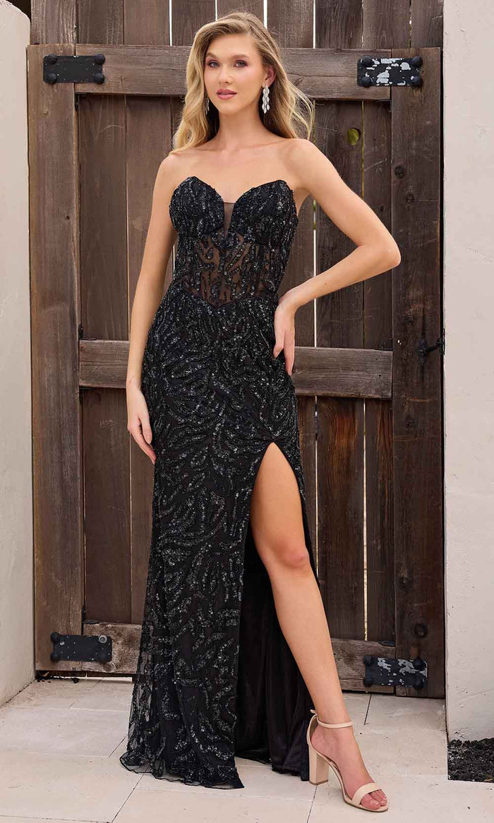 Primavera Couture 4360 - V-Neck Beaded Sequin Prom Dress Prom Dresses 000 / Black