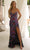 Primavera Couture 4387 - Plunging V-Neck Sequin Prom Gown Evening Dresses 000 / Black Purple