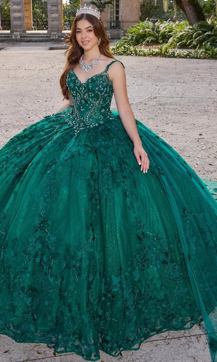 Princesa by Ariana Vara PR12261 - Embroidered Lace Ball Gown Quinceanera Dresses 00 / Emerald