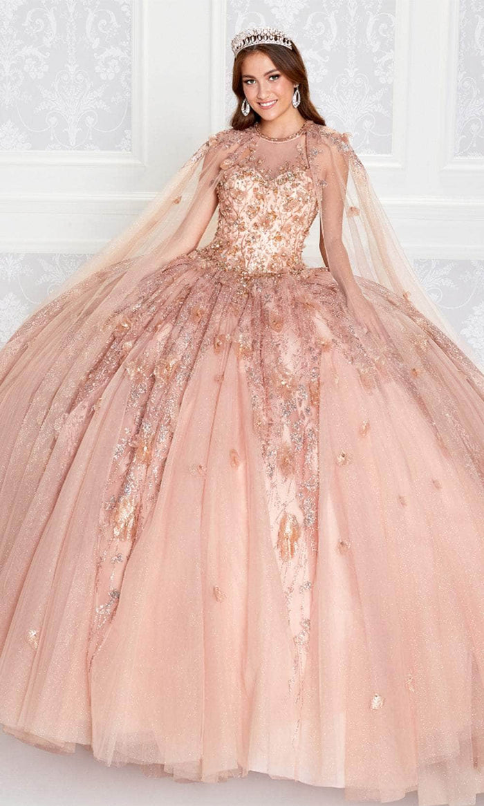 Princesa by Ariana Vara PR12262 - Ethereal Floral Halter Ball Gown Quinceanera Dresses 00 / Rose Gold