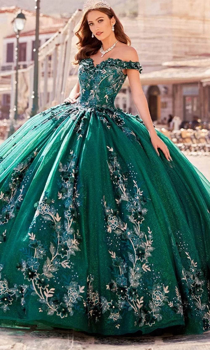 Princesa by Ariana Vara PR12263 - Romantic Off-Shoulder Ball Gown Quinceanera Dresses 00 / Emerald