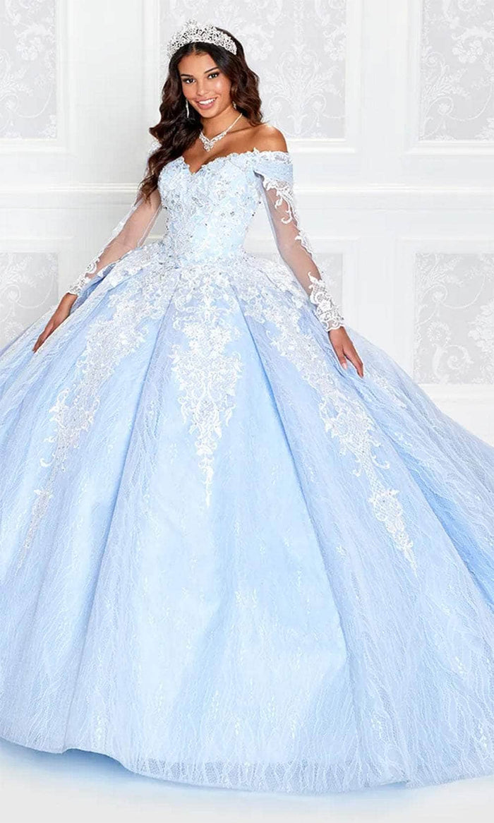 Princesa by Ariana Vara PR12267 - Off-Shoulder Lace Ball Gown Quinceanera Dresses 00 / Lt.Blue