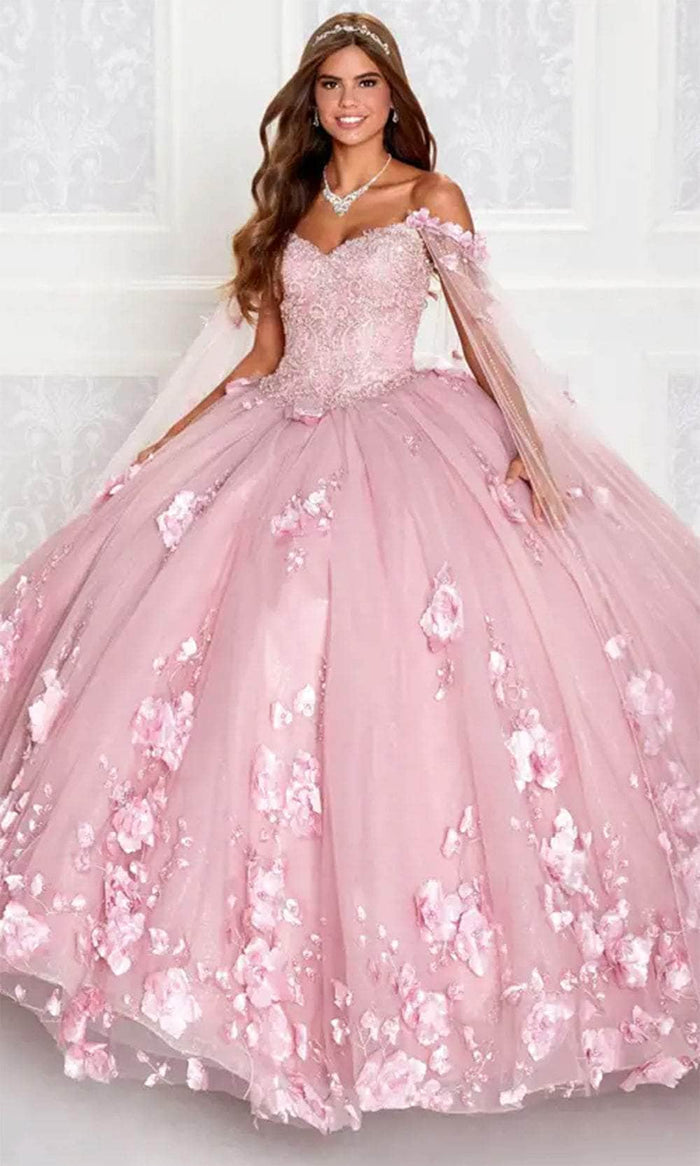 Princesa by Ariana Vara PR22021 - Basque Bodice Quinceañera Ball Gown Quinceanera Dresses 00 / Hot Pink