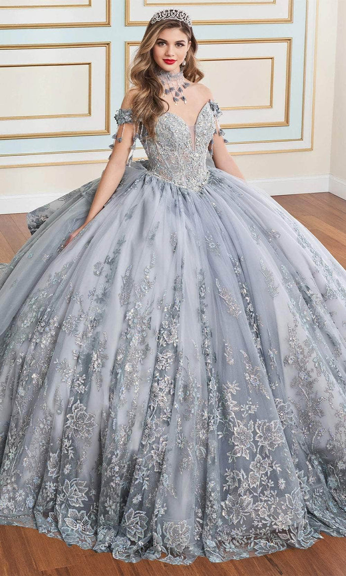 Princesa by Ariana Vara PR30172 - 3D Floral Embellished Ball Gown Quinceanera Dresses 00 / Slate