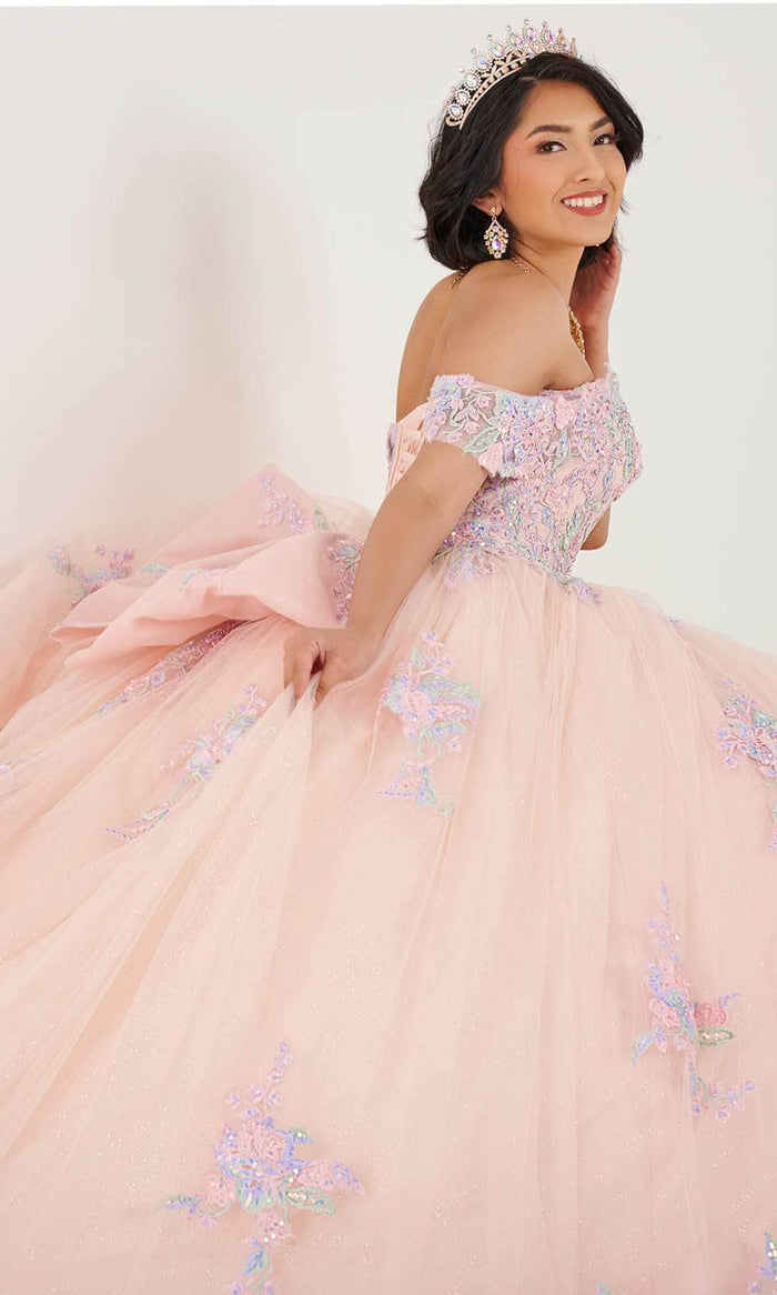 Quinceanera Collection 26078 - Lace Applique Off-Shoulder Ballgown Ball Gowns 0 / Blush Multi