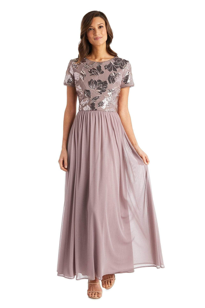 R&M Richards 7058 - Jewel A-Line Evening Dress Special Occasion Dress 6P / Mocha