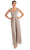 R&M Richards 7144 - Surplice V-Neck Crinkle Jumpsuit Special Occasion Dress 6 / Gold