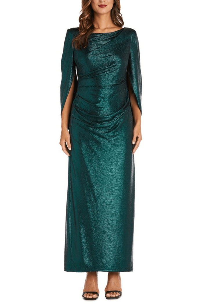 R&M Richards 7472 - Metallic Cape Gown Special Occasion Dress