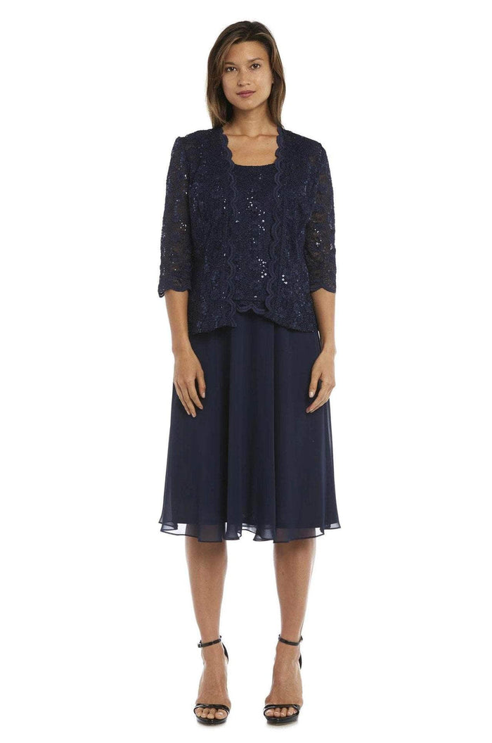 R&M Richards 7479 - Scoop Lace Formal Dress Special Occasion Dress 10 / Navy