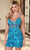 Rachel Allan 30051 - Beaded Striped Homecoming Dress Cocktail Dresses 00 / Turquoise Multi