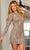 Rachel Allan 40196 - High Neck Beaded Cocktail Dress Cocktail Dresses 8 / Nude Silver