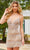 Rachel Allan 40208 - V-Neck Fringes Cocktail Dress Cocktail Dresses 0 / Nude Silver