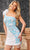 Rachel Allan 40278 - Sequin Fringed Cocktail Dress Cocktail Dresses 00 / White Powder Blue