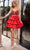 Rachel Allan 40414 - Tiered Skirt Beaded V-Neck Cocktail Dress Homecoming Dresses 00 / Red