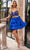 Rachel Allan 40414 - Tiered Skirt Beaded V-Neck Cocktail Dress Homecoming Dresses 00 / Royal