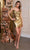 Rachel Allan 40506 - Embellished Waist Sheath Cocktail Dress Special Occasion Dress 00 / Gold