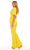 Rachel Allan - 50096 Collar Short Sleeve Jumpsuit Evening Dresses 2 / Yellow White