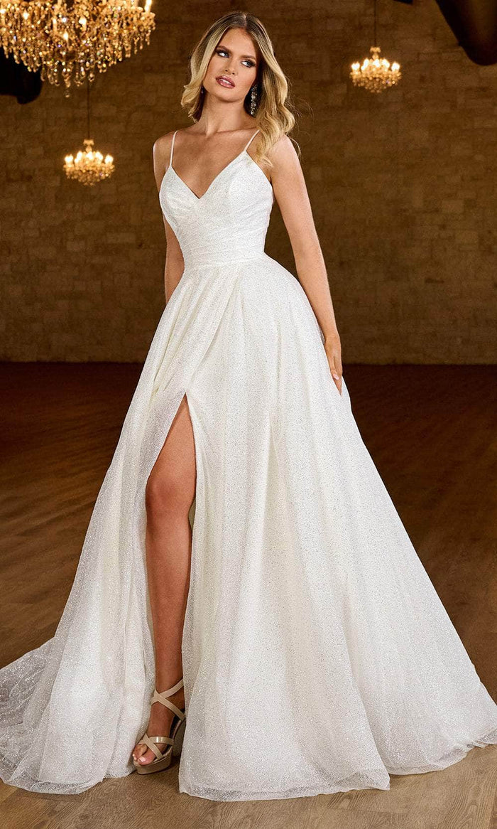 Rachel Allan Bridal RB3200 - Surplice V-Neck Glitter Bridal Gown Special Occasion Dress 00 / Ivory