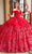 Rachel Allan Bridal RQ1141 - Floral Appliqued Off Shoulder Ballgown Special Occasion Dress 0 / Red Fuchsia