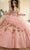 Rachel Allan Bridal RQ1144 - Cold Shoulder Embellished Ballgown Special Occasion Dress 0 / Blush Gold