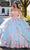 Rachel Allan Bridal RQ2196 - Floral Strapless Layered Ballgown Special Occasion Dress 0 / Pink Light Blue